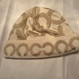 Women’s Coach Beanie Cream and Gold NWOT